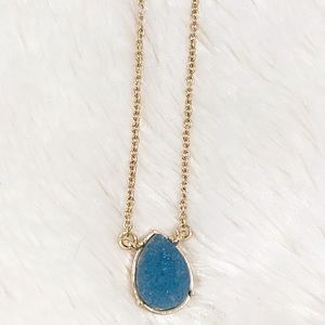 Turquoise Druzy Drop Necklace